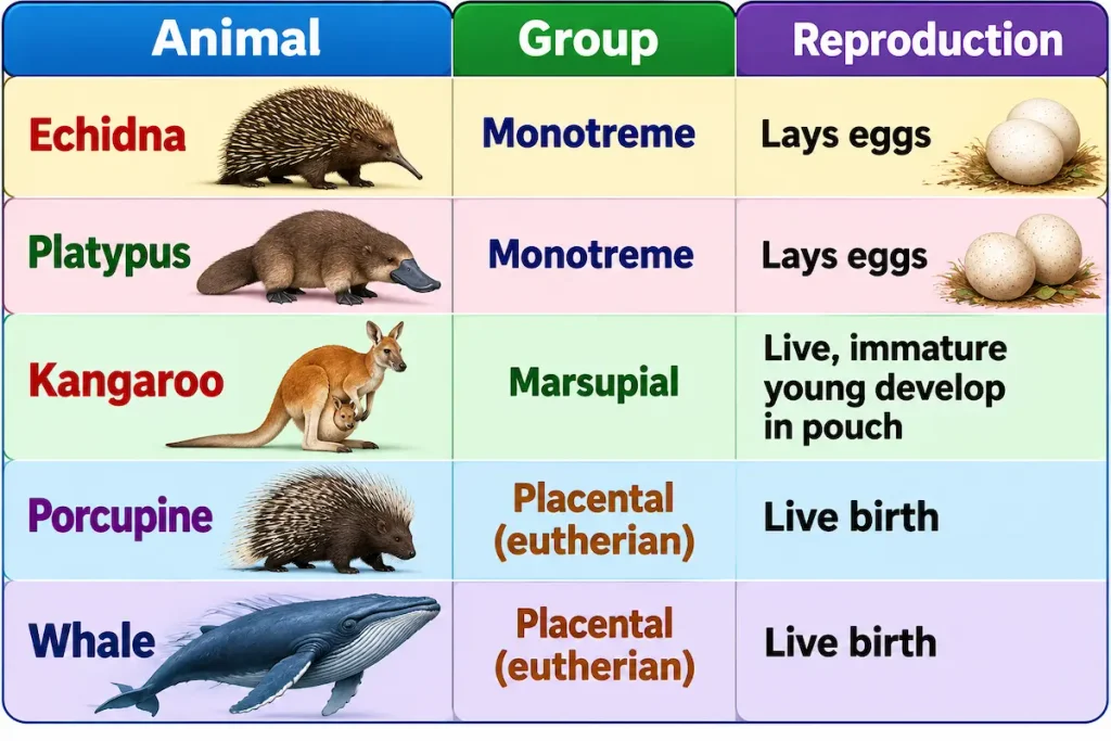 Animal Groups and Reproduction Chart