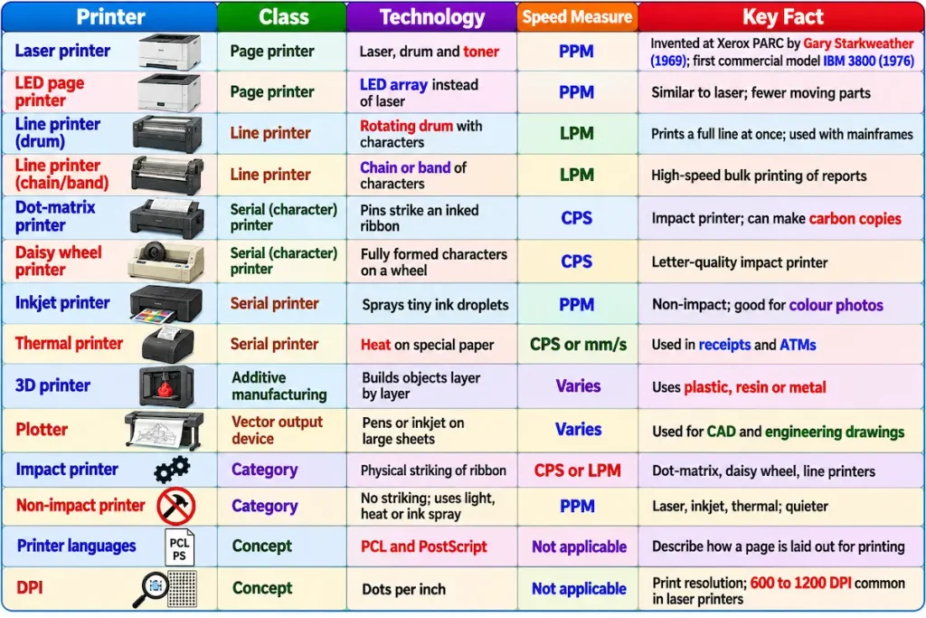Printer Types Infographic Chart