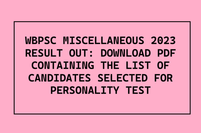 Wbpsc miscellaneous result 2023 pdf download