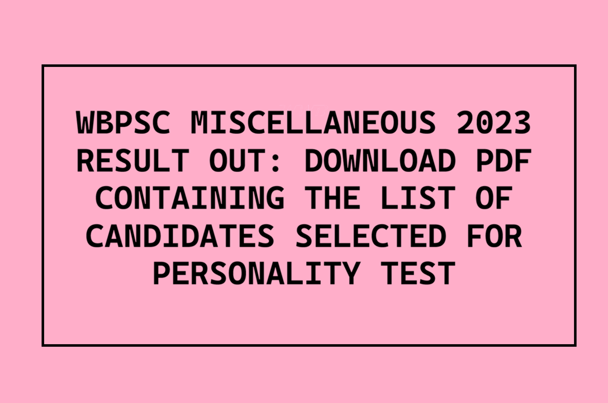 Wbpsc miscellaneous result 2023 pdf download